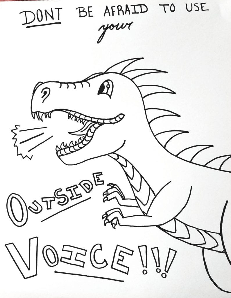 Dinosaur Coloring Page- Be Brave