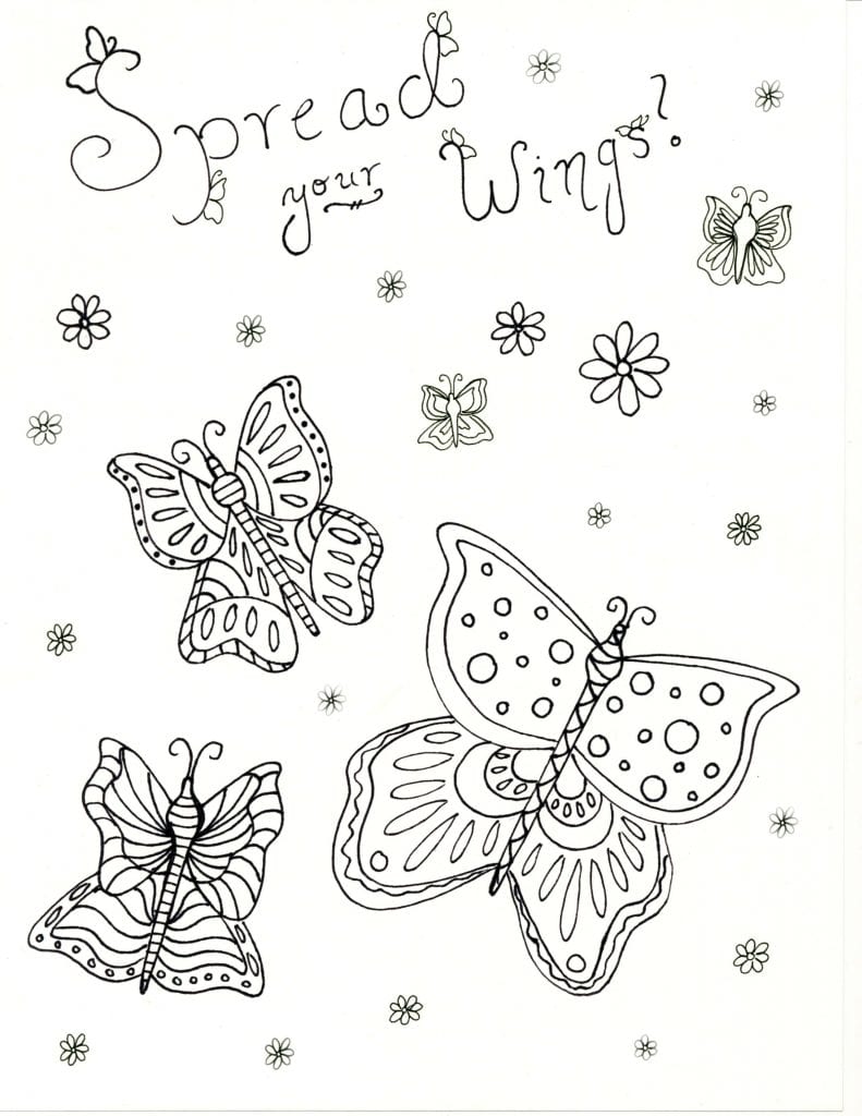 Spring Coloring Page -Spread Your Wings