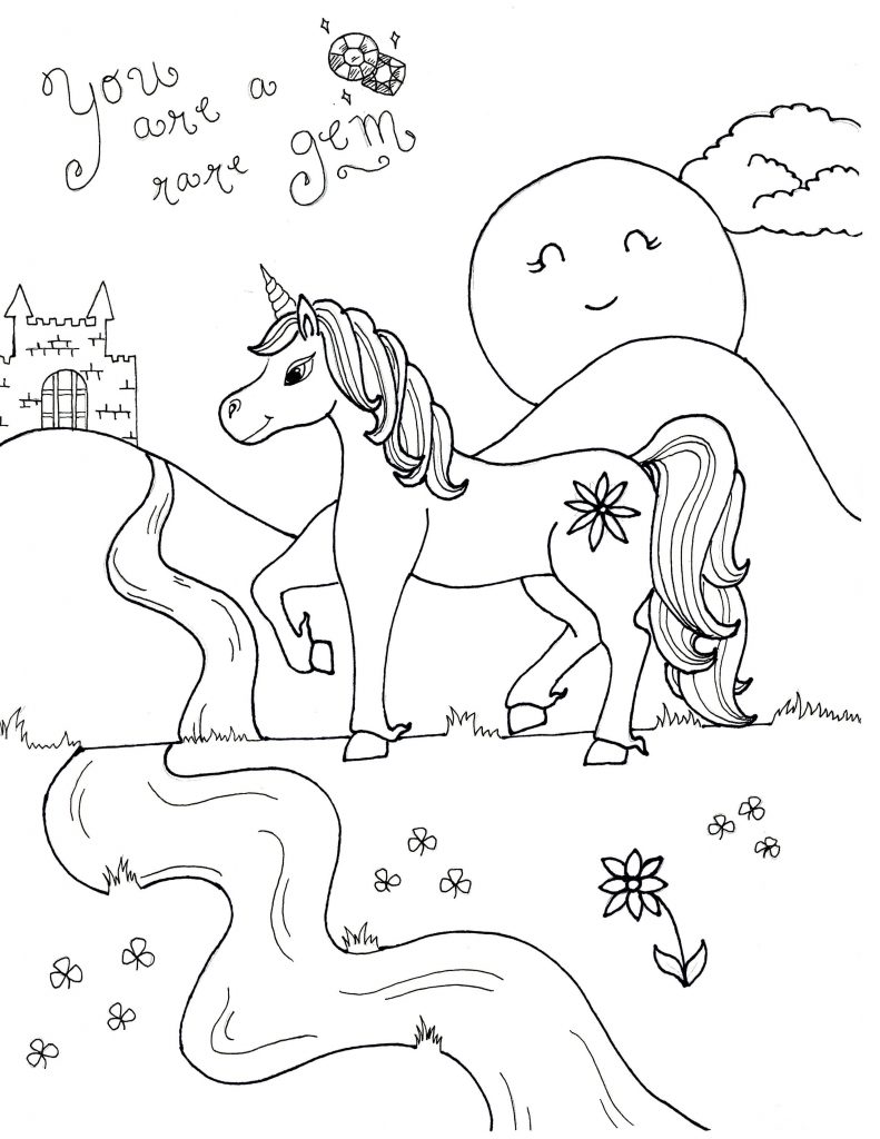 Unicorn Coloring Page - You Are A Rare Gem | Raising Smart Girls